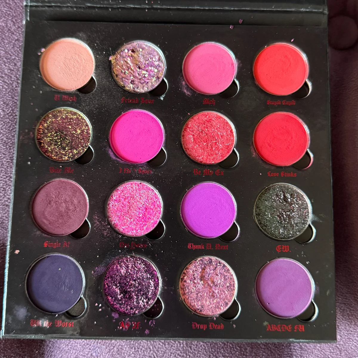 Bellabeautebar Dead Roses eyeshadow palette on fair skin