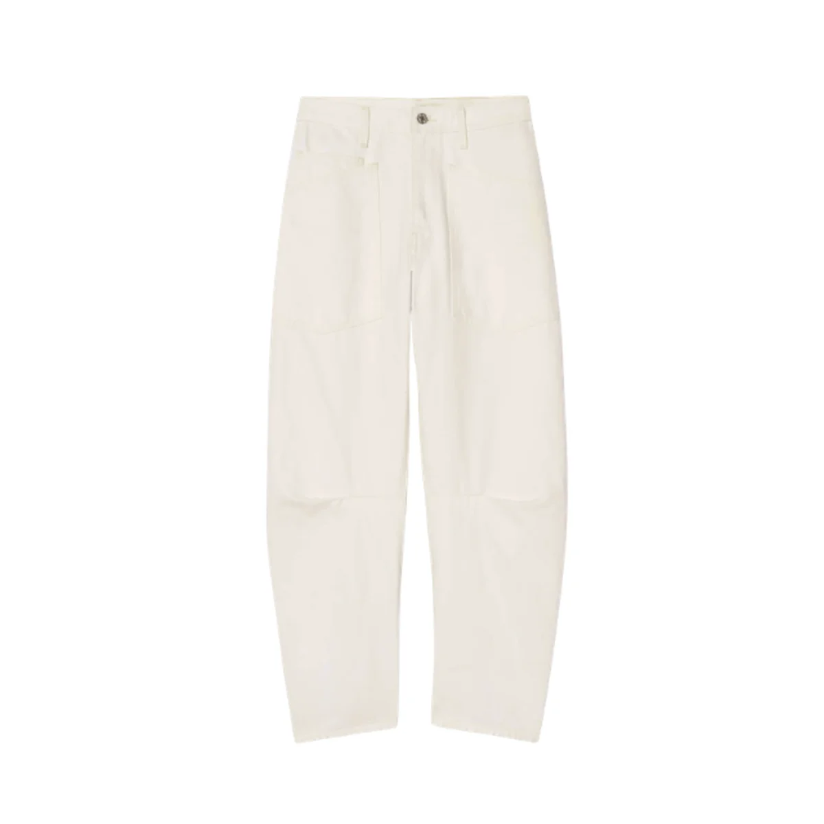 Cream high-waisted tapered trousers, a fall investment piece