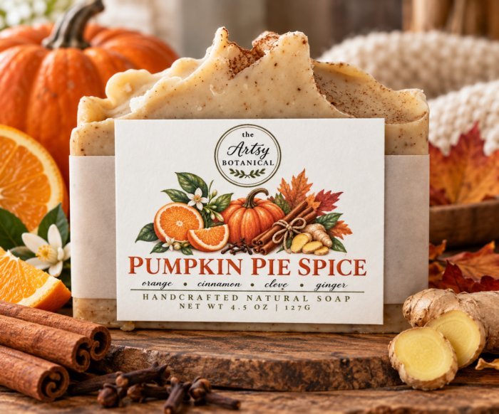 Pumpkin Pie Spice soap with vanilla beans and a sprinkle of cinnamon and clove